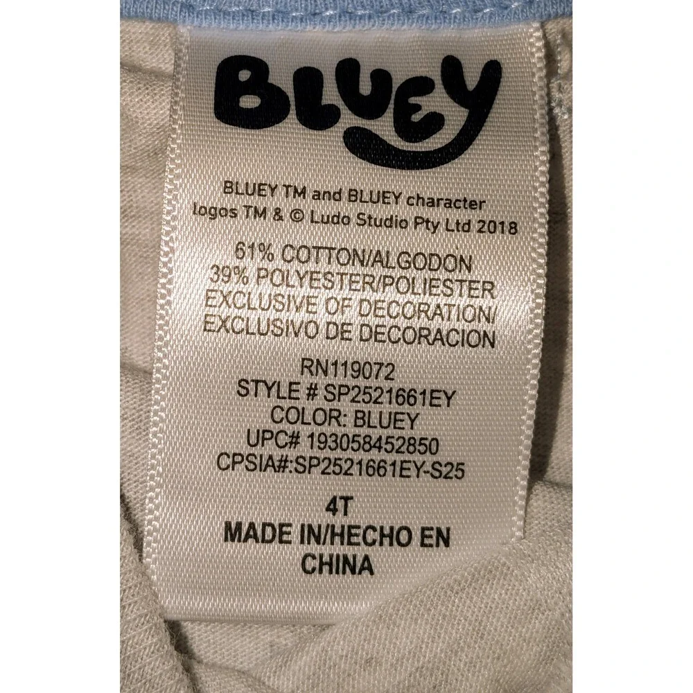 Bluey Kids 4T T Shirt‎ and Denim Shorts Set Bluey Character Graphic NWT